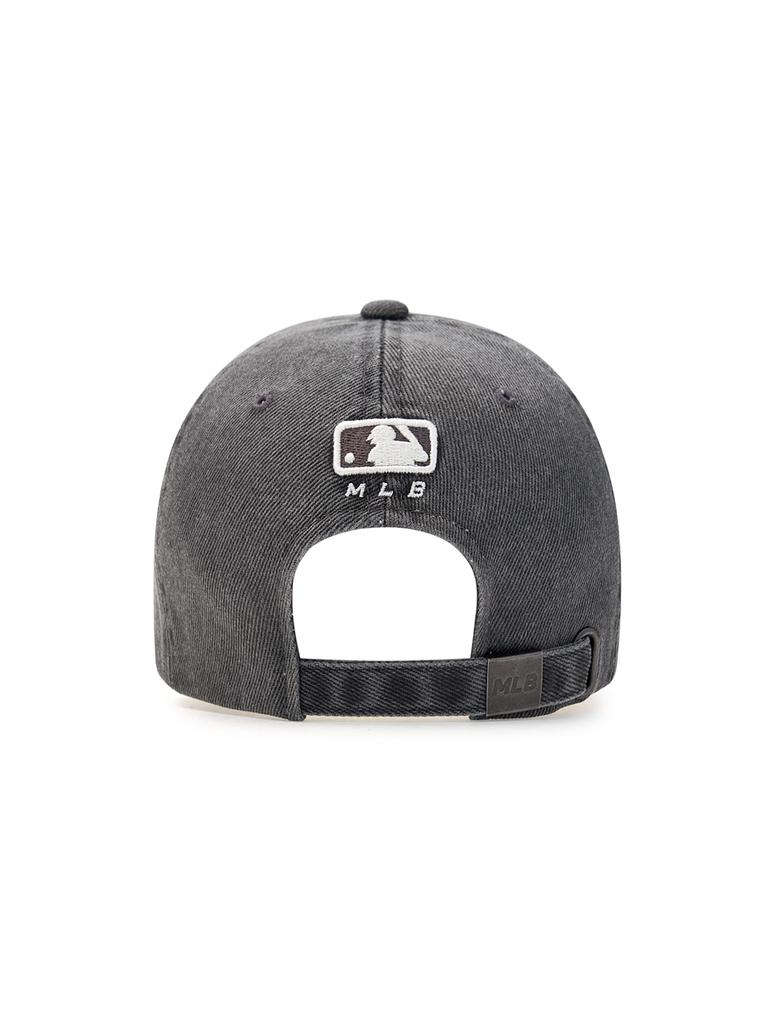 Emelbi Varsity Vintage Cursive Stitch Unstructured Ball Cap Ny (Charcoal Grey)