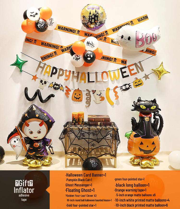 Halloween Theme Balloons and Pumpkin Lanterns for Indoor Decoration and Wall Scene Layout