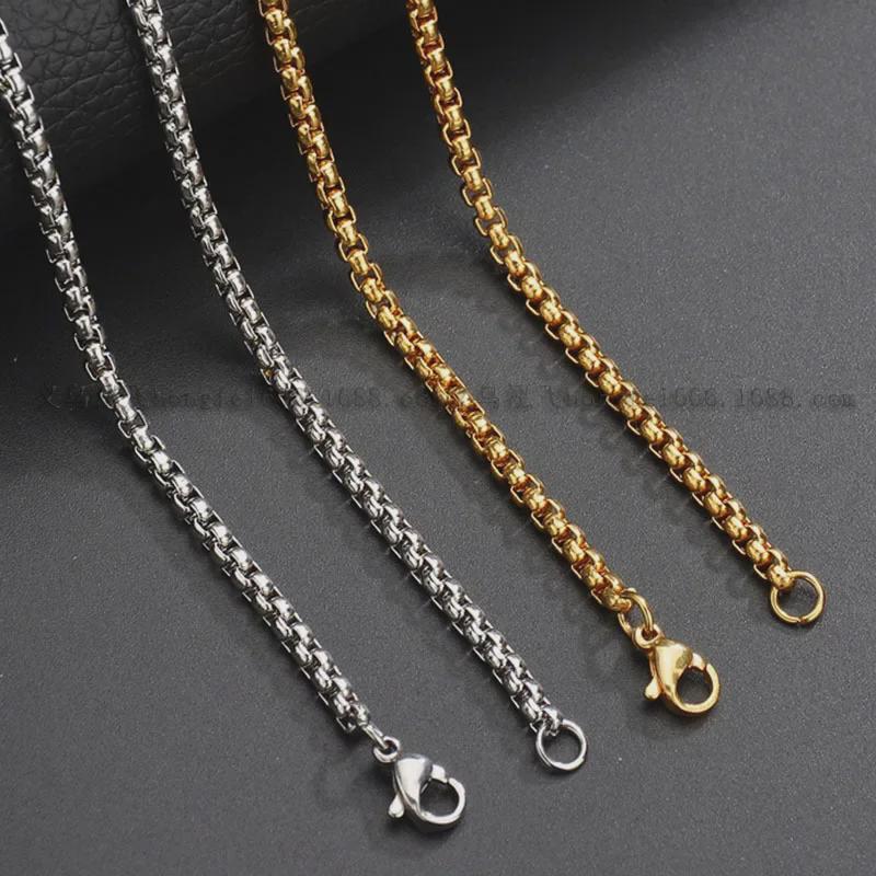 Men's Square Pearl Chain Necklace - Trendy DIY Punk Retro Titanium Steel Pendant