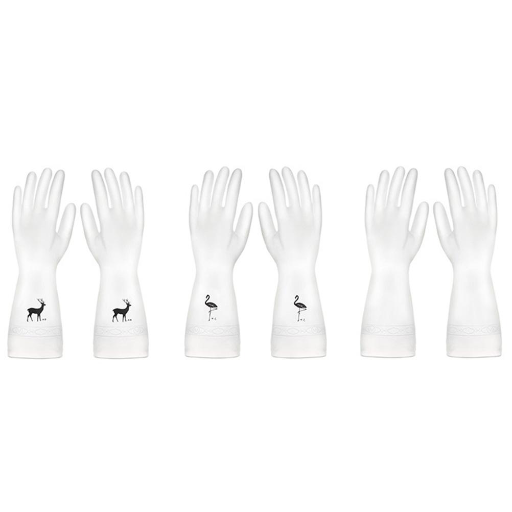 1 Pair Reusable Translucent Pvc Kitchen Cleaning Waterproof For Dishwashing Household Tasks Washing Gloves Kitchen Gloves белый