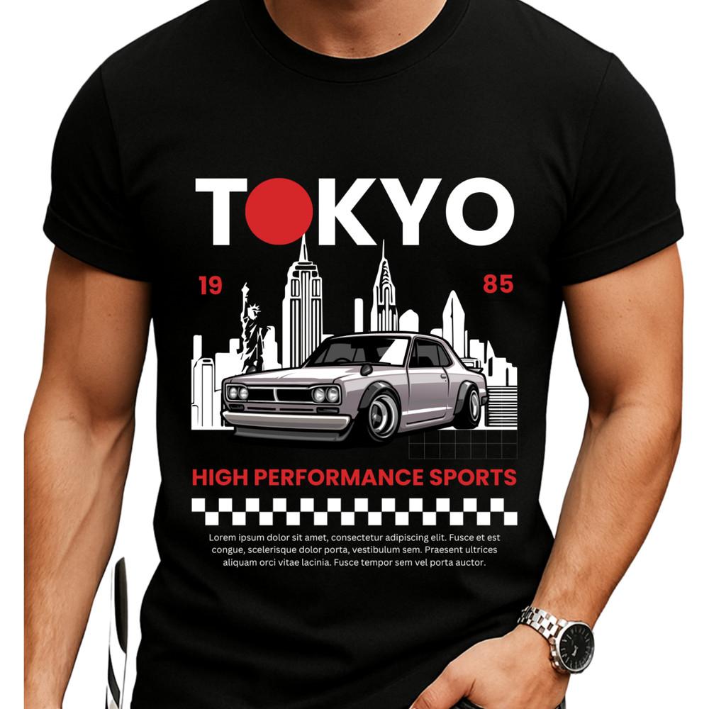 

okyo JDM T-Shirt | 1985 Japanese Classic Car | Mens White Tee | Skyline GTR Styl 4XL