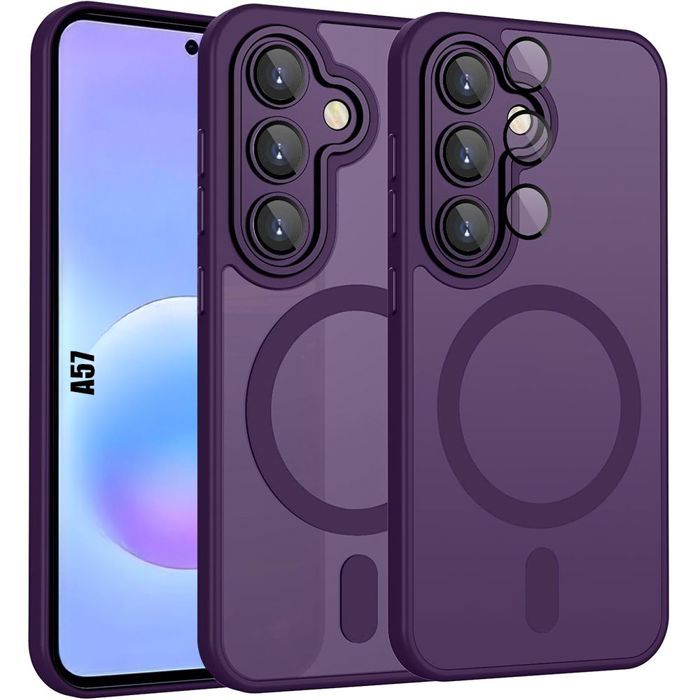 Case for Samsung Galaxy A57 5G, Protection with Magnetic Ring and Camera Glass - Purple