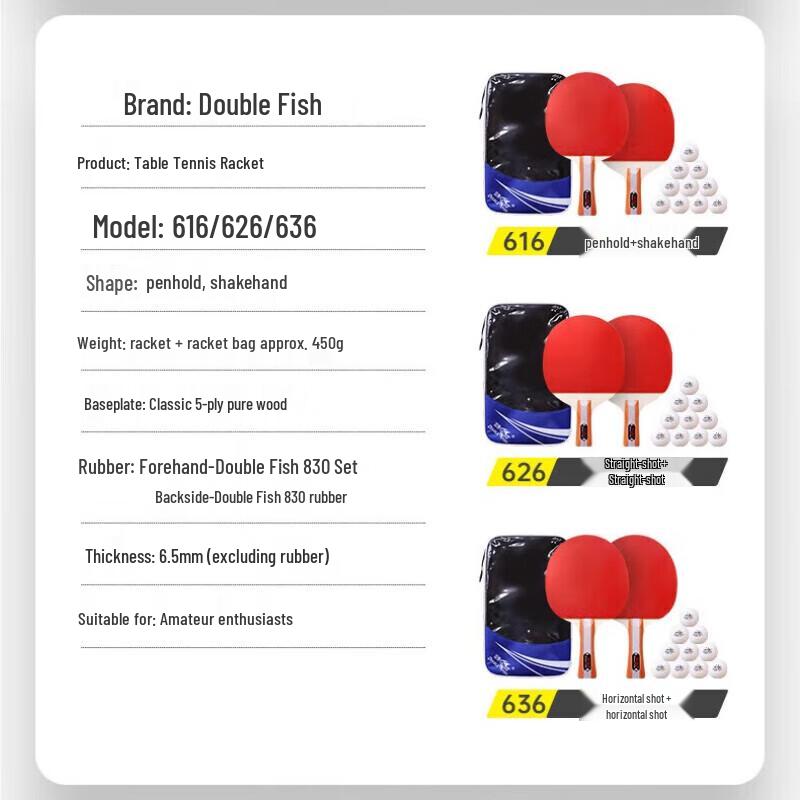 Double Fish Table Tennis Racket Set