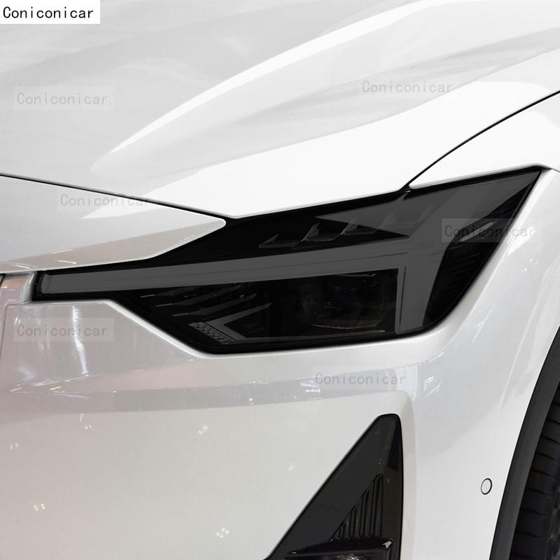 Für Polestar 2 2021-2024 2023 Auto Scheinwerfer Schwarz TPU Schutzfolie Frontlicht Tönung Farbwechsel Aufkleber Zubehör
