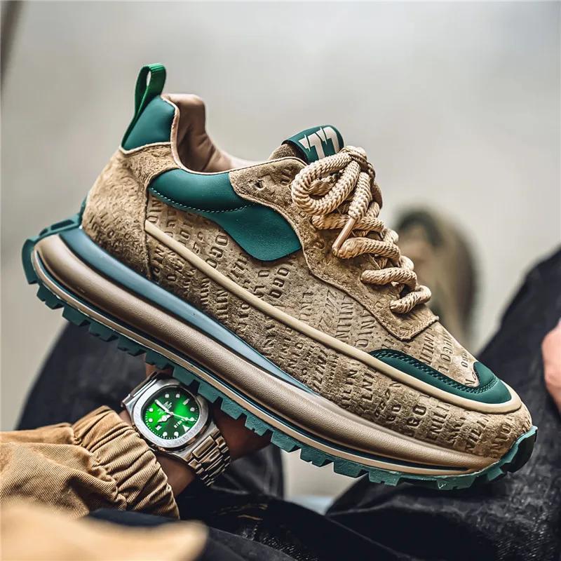 Fashion Thick Sole Men Chunky Sneakers Outdoor Wear-resistant Male Trends 2025 New Mens Casual Shoes Fashion Comfort Anti Slip Vulcanize