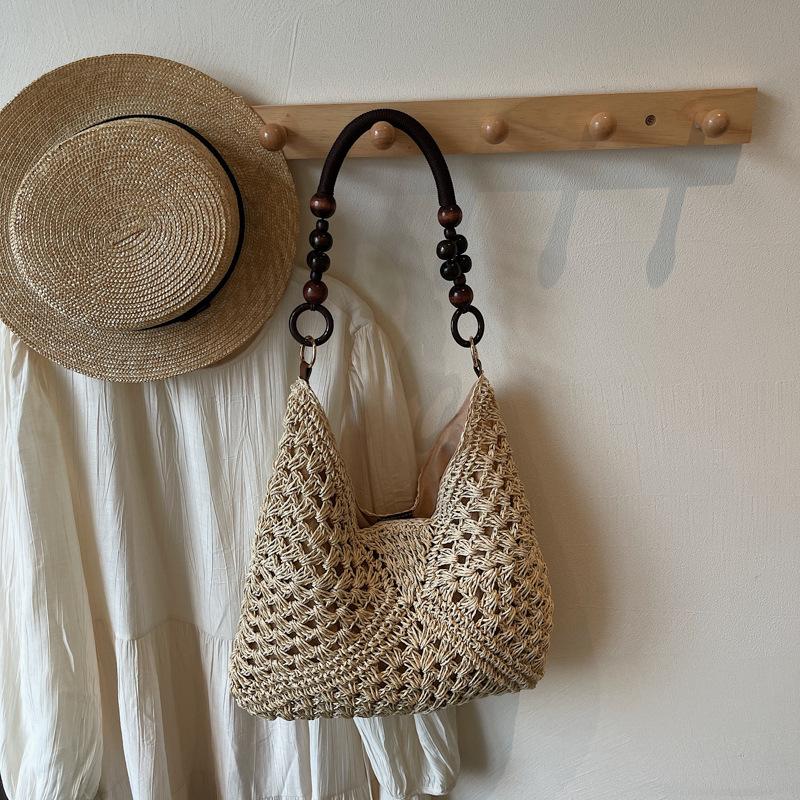Large capacity woven bag women's 2025 new summer vacation straw bag versatile shoulder tote bag