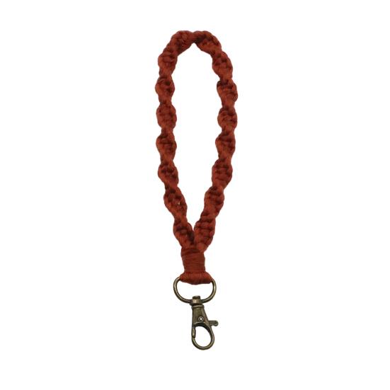 Háčkovaný přívěsek na klíče se závěsnou sponou Ručně vyrobený řemínek na zápěstí Jednobarevný držák na klíče do auta Pletení na zápěstí Náramek Provaz