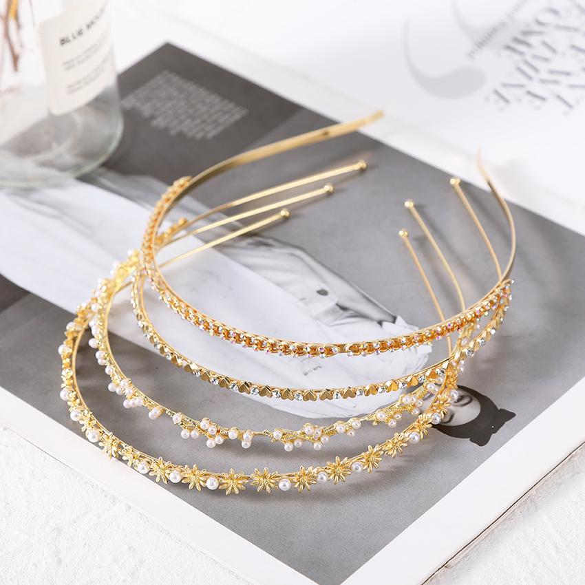Women's Fashion Rhinestone Headband Pearl Alloy Hairband Vintage Headband Jewelry Hair Accessories For Women Trend Hair Hoop
