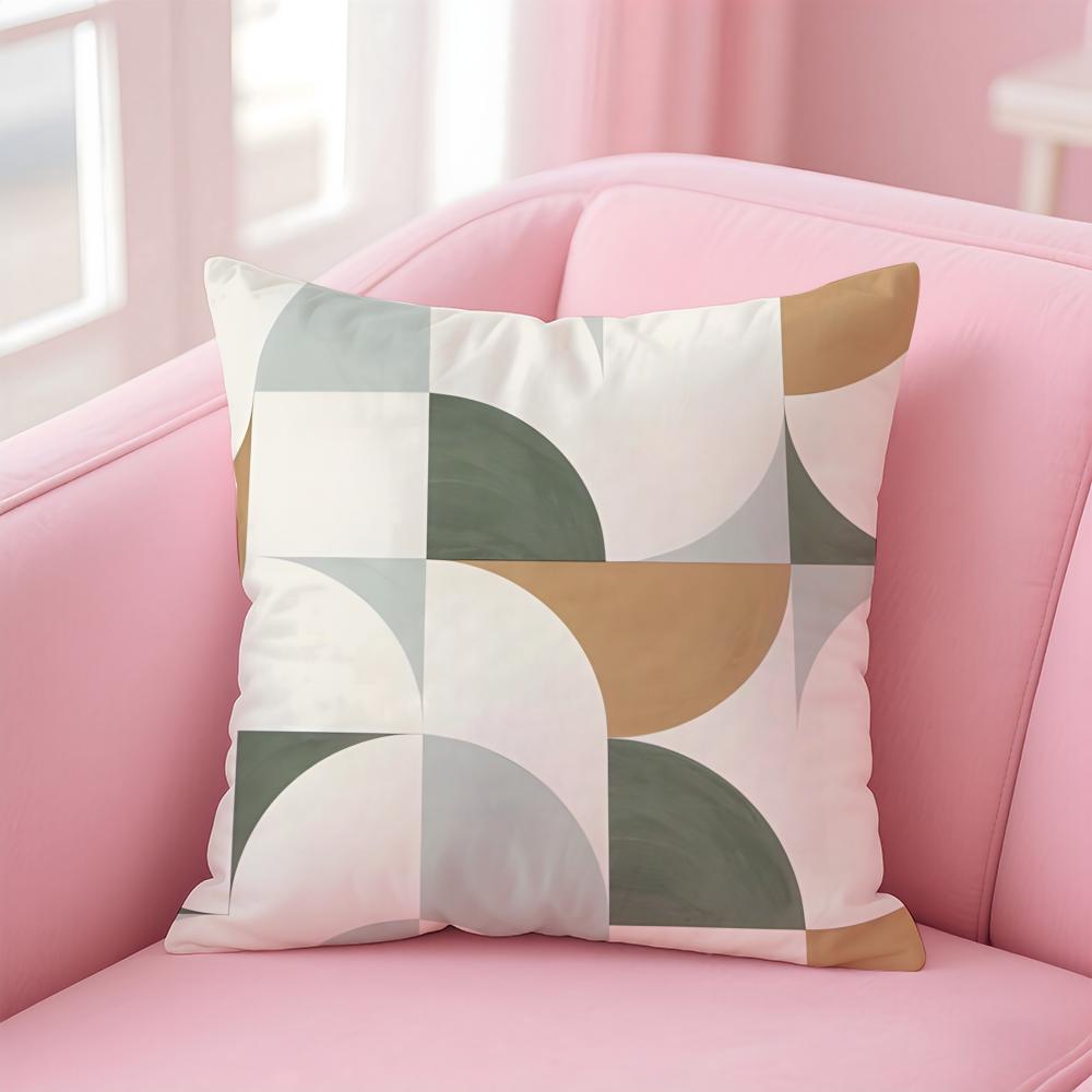 Retro geometric abstract print Cushion Cover Pillowcase Short Plush Invisible zipper Room Sofa Cushion Cover