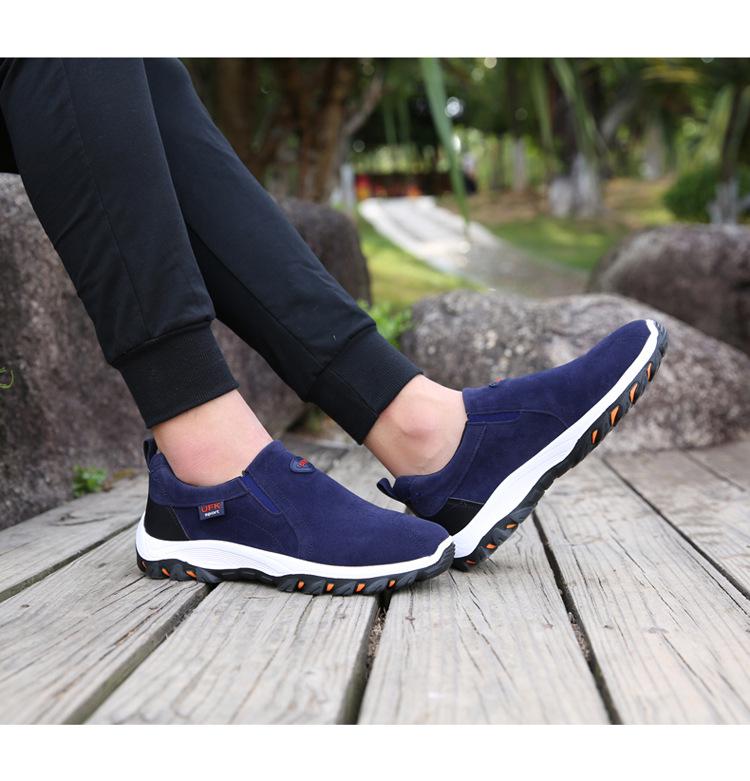 2024 Pánské Velké Velikosti Semišové Kožené Nazouvací Trekové Boty pro Outdoorové Aktivity