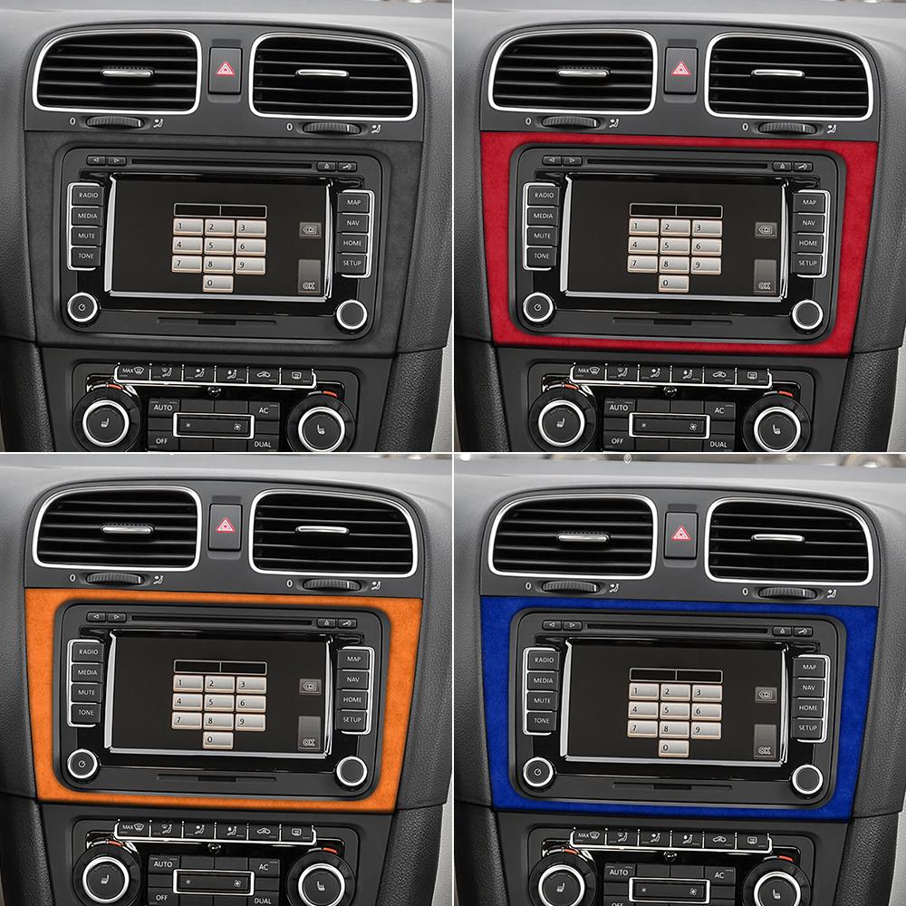 For Volkswagen VW Golf 6 GTI R MK6 2008 2009 2010 2011 2012 2013 Italy Super Suede Car Central AC CD Panel Frame Trim Sticker