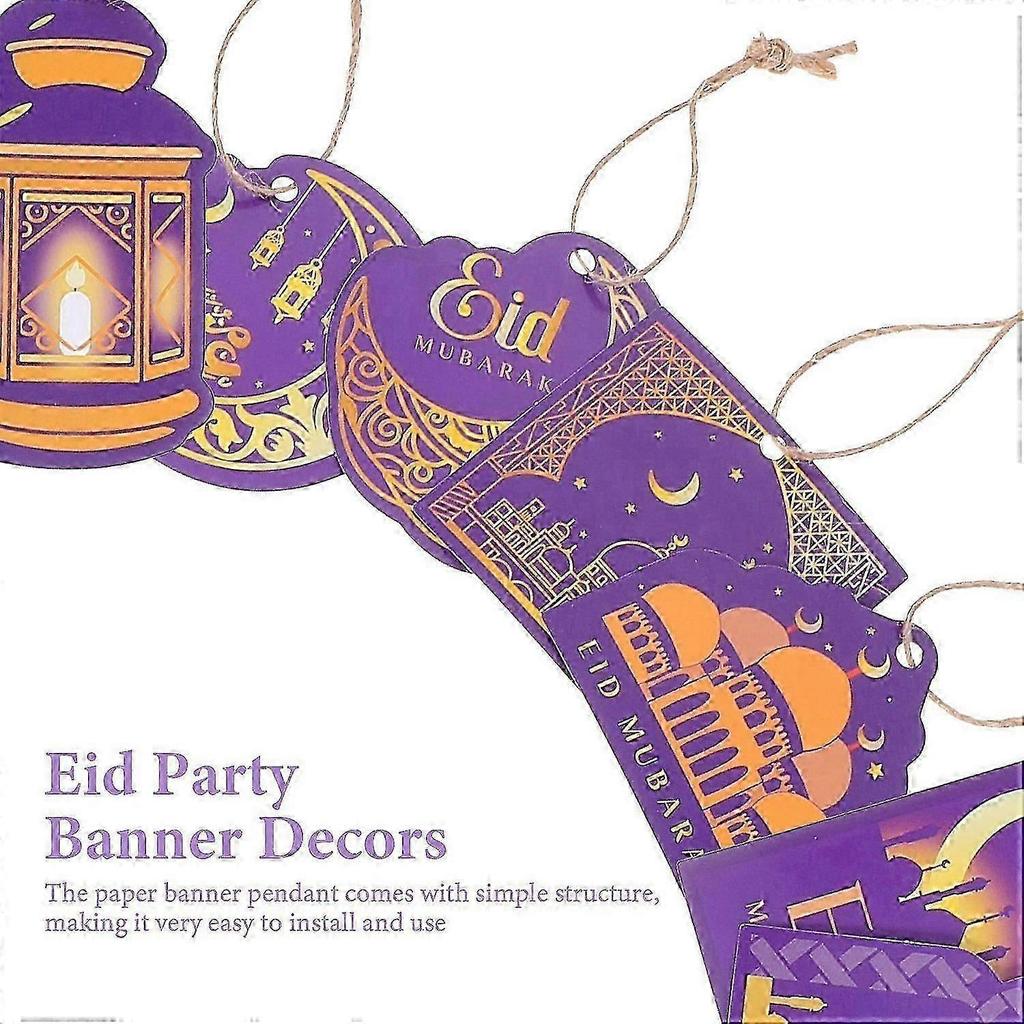 20pcs Ramadan Ornaments Eid Mubarak Hanging Banner Ramadan Mubarak Eid Party Banner Decors