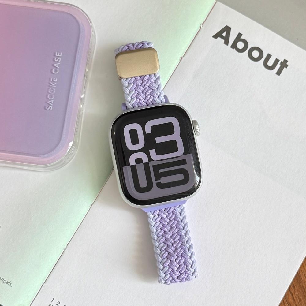 Magnetic Buckle Breathable Braided Nylon Watch Band Replacement Strap Compatible with Apple Watch Series1–11/SE/Ultra 38 40 41 42 44 45 46 49mm
