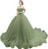 One-word Shoulder Tutu Dress Wedding Dress Birthday Party Art Test Performance Long Trailing Dress