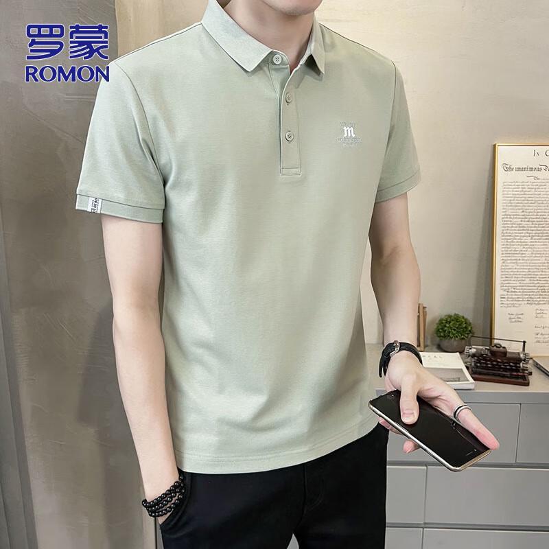 ROMON Men's Business Casual Short Sleeve Polo Shirt