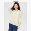 Giordano Women's Round Neck Openwork Knit Cardigan with Double Pockets