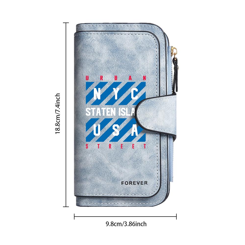 Women Long Wallet Fashion NYC Printed Purse Casual Portable Multi Card Slots Clutch for Daily Use