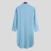 Männer Lange Hemden Muslimischen Hemd Einfarbig Stehkragen Langarm Lose Vintage Casual Männer Kleidung Streetwear Retro Herren Roben