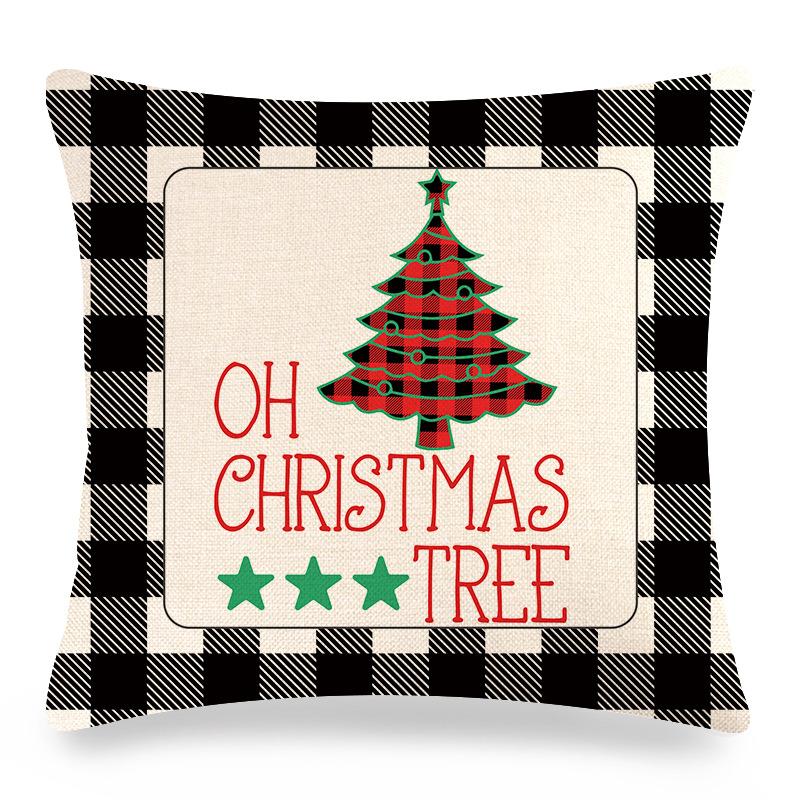 Christmas Checkered Red Letters Digital Printing Short Plush Pillow Covers For Car Sofa Office Cushion Cover Home Goods