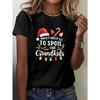 Women Funny Christmas T-Shirt Most Likely To Spoil The Grandkids Green Crew Neck Grandma Holiday Party Casual Top