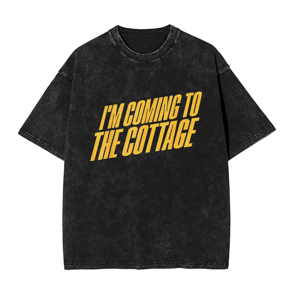 

Men Women T Shirt Hollander I Am Coming To The Cottage Washed Print T-Shirts Summer Tees Vintage Simple Cotton Tops Dropshipping M