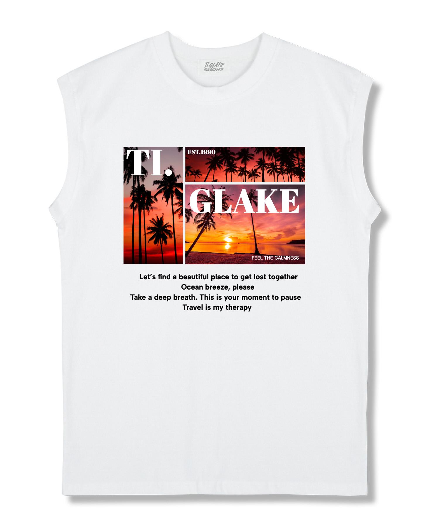 Tee Glake Hot Sunset Oversized Sleeveless T-Shirt White L