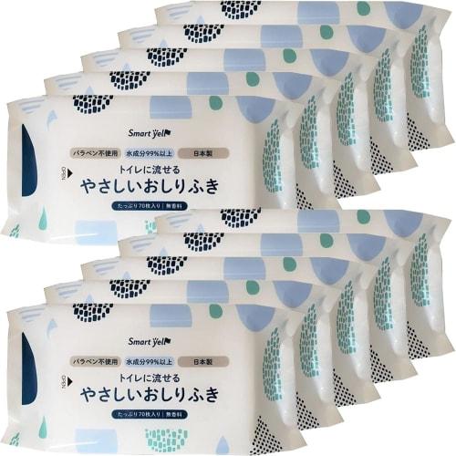 

Bulk Purchase: Iris Plaza Flushable Wet Wipes, Made in Japan, 99% Moisture, 700 Wipes (70 Wipes x 10 Packs), Paraben-Free, Moisturizing with Peach Lea