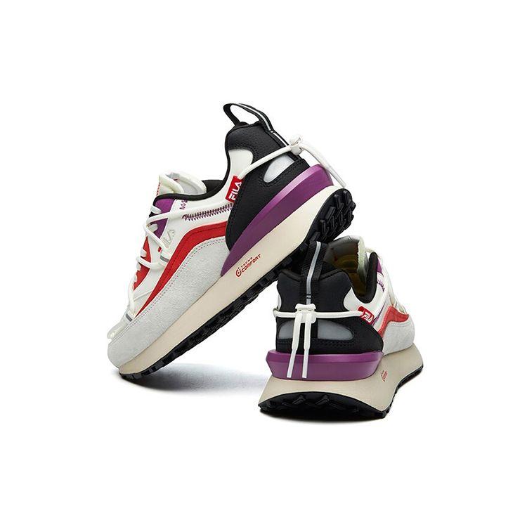 FILA Fusion Jogger DX Retro Fabric Synthetic Leather Low Top Casual Running Shoes Women sneaker White Purple T12W111108FSW