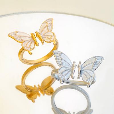 Butterfly Open Ring Female, New Personalized Light Luxury Exquisite Index Finger Ring Gift