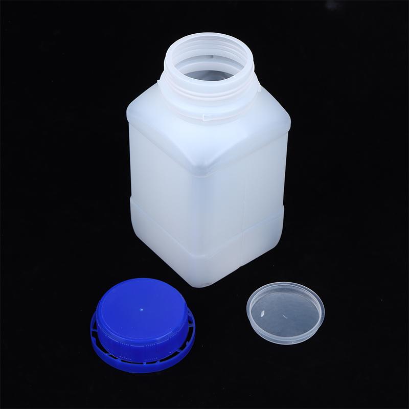 2 Piezas 250/500/800ml Blanco Plástico HDPE Vacío Cuadrado Botella Botella de Reactivo Laboratorio Muestras Frascos Antirrobo Azul Tapa de Rosca