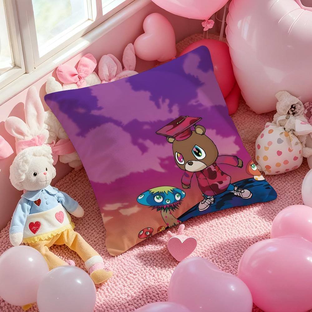 K-Kanye W-West Rapper Cushion Cover Pattern Printed Pillowcase for Living Room Sofa Cushion Cover & Bedroom Decor