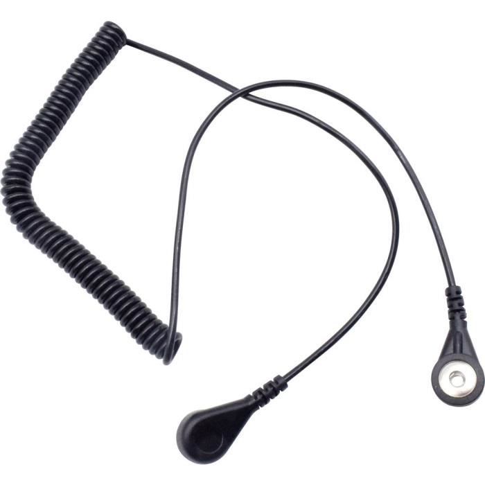 Quadrios Câble de mise à la terre antistatique (ESD) 1.80 m Bouton-pression 4 mm