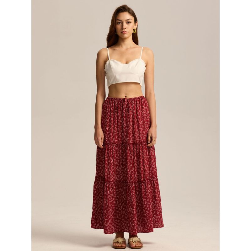 

Женская летящая бохо макси-юбка с оборками, многоярусная, А-силуэта, длинная Print Red S