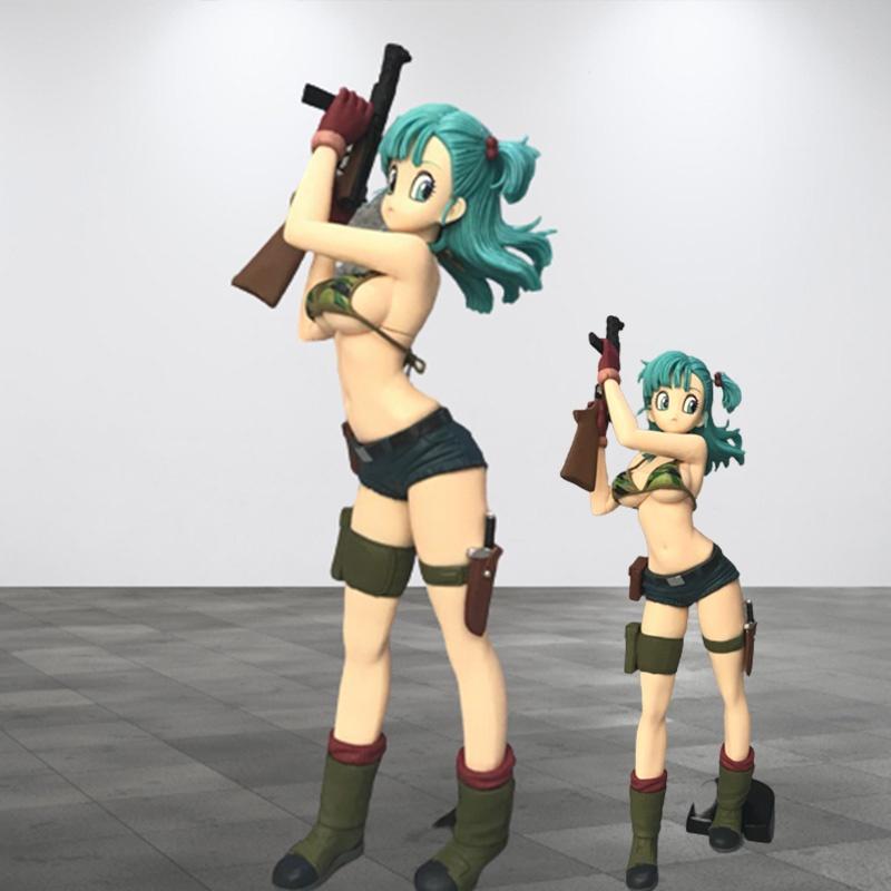 Dragon Ball Girl Figure Pvc Material, Cartoon Anime Style, Bulma Military Uniform, Bikini