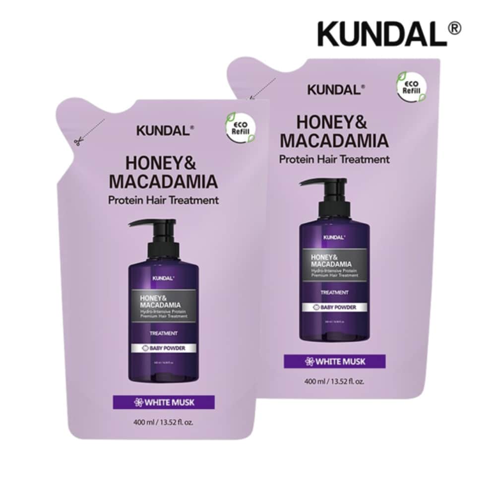 

KUNDAL Honey & Macadamia Hair Treatment Refill Pack White Musk 400ml x2