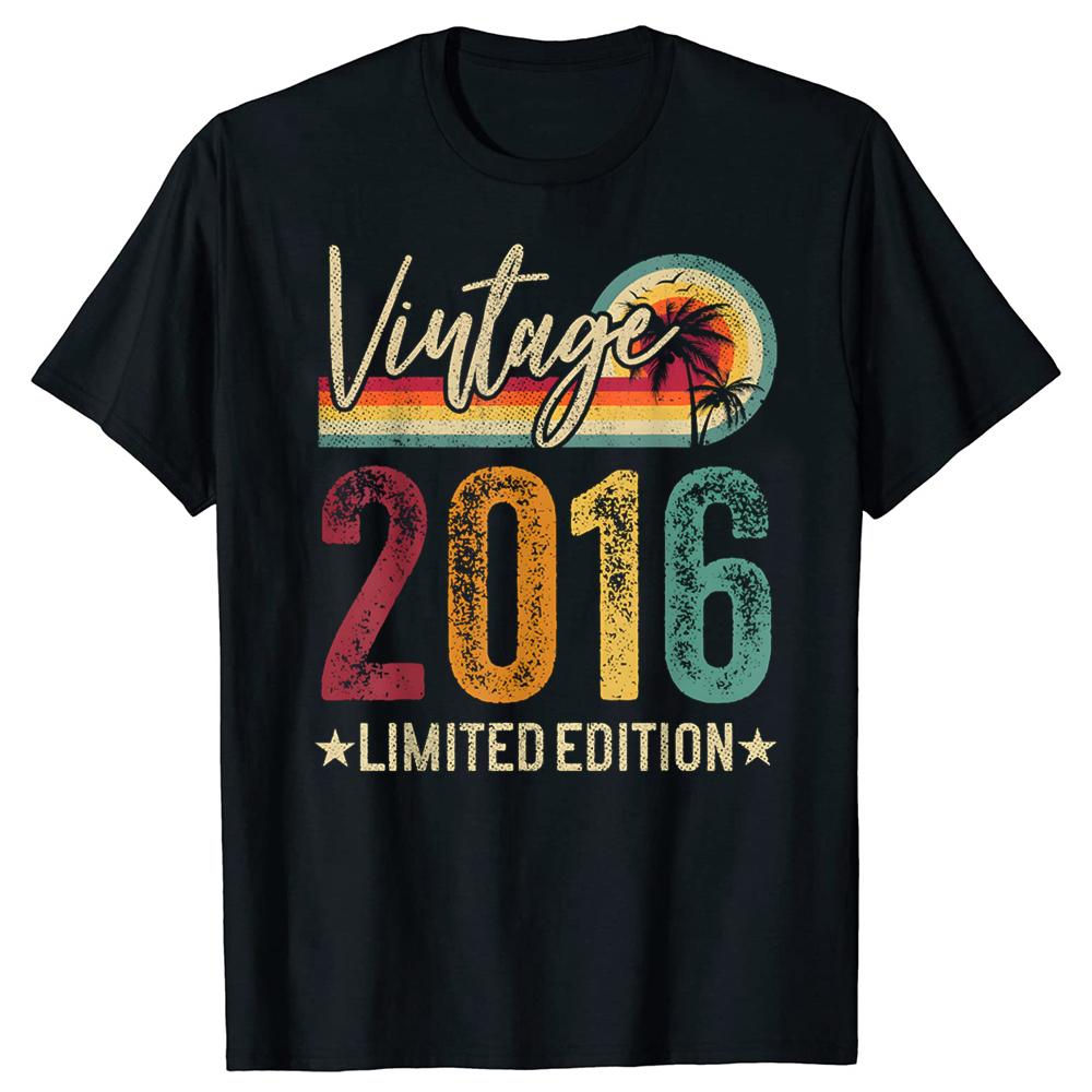 Retro 2016 10 Years Old 10th Birthday Vintage Tshirts Men Fashion Print Loose Oversized Streetwear Hip Hop Unisex T Shirt