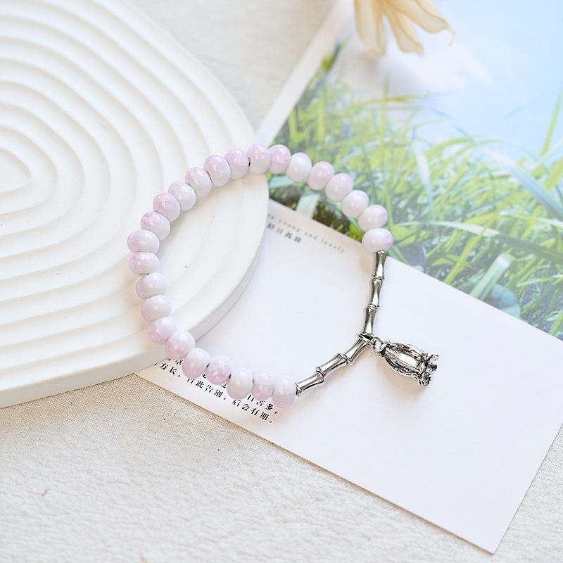 Original Design New Chinese Jingdezhen Ceramic Bracelet Student Literary Bamboo Arrival Porcelain Bead Bracelet Female Wholesale