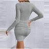 Women's Dresses Autumn Fitting Slim Plain Long Sleeve V-Neck Bodysuit Mini Casual Dresses Sexy Dress for Women