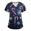 Plus SizePrinted Scrub Working Uniform Tops For Women's Cross V-Neck Print Short Sleeve Fun T-Shirts Workwear Tee With Pockets