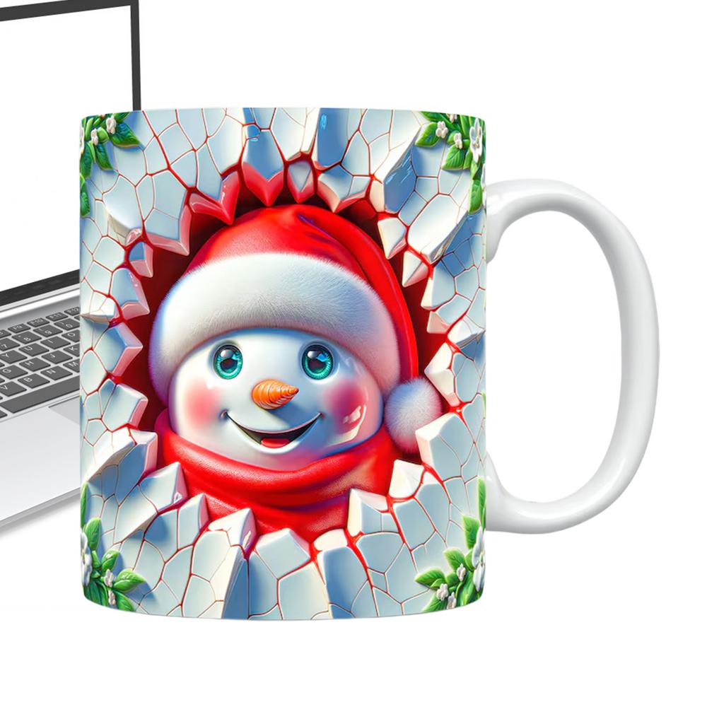 Christmas Mug Ceramic Holiday Mugs 3D Snowman Design Drinkware With Handle For Tea Chocolate Beverage Women Girls Holiday Tea