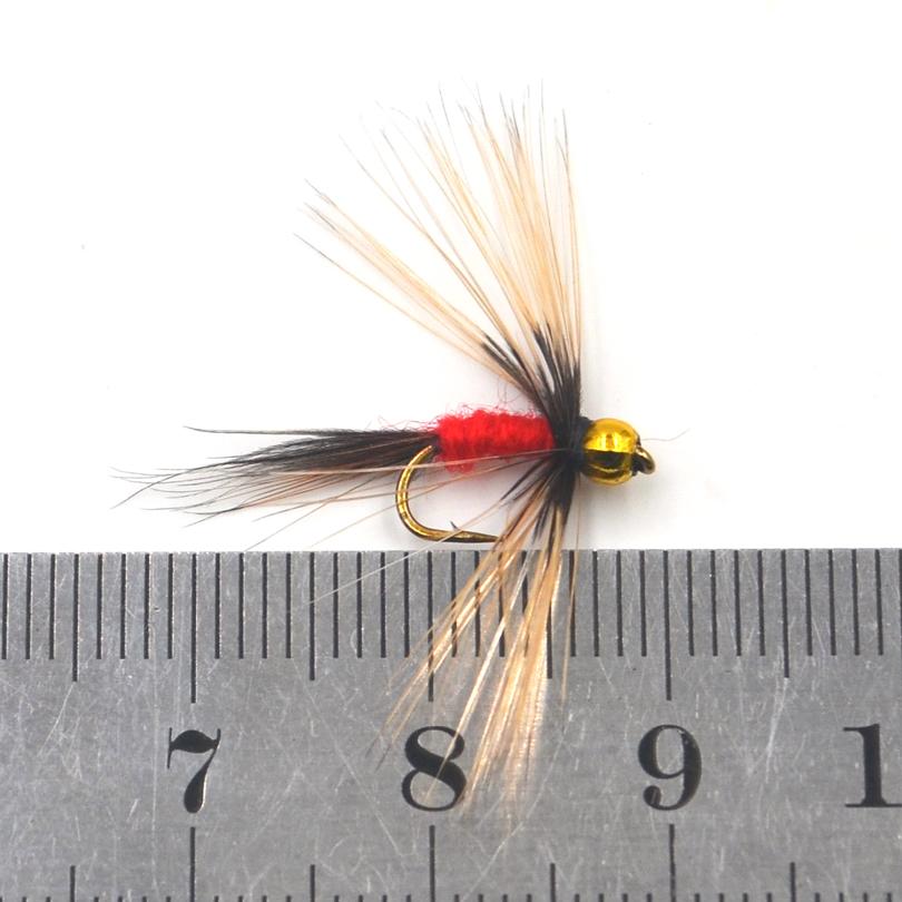 MNFT 10PCS 14# Gold Beadhead Long beard Nymph Red Body Fishing Fly Artificial Bait