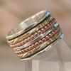 Vintage Hand Carved Women's Ring Creativity Tricolor Color Metal Geometry Daily Wear Party Jewelry Anniversary Gift