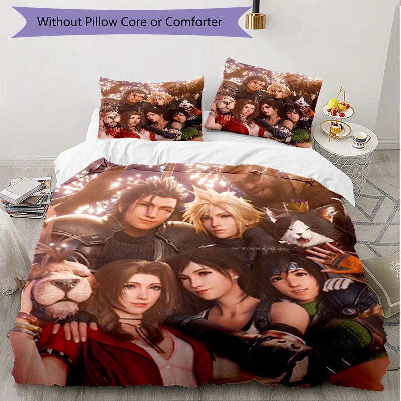3pcs Duvet Cover Set (1*Duvet Cover + 2*Pillowcase, Without Core), Final Fantasy Print Soft All‑Season Bedding Set, Home Bedroom Decor Gift
