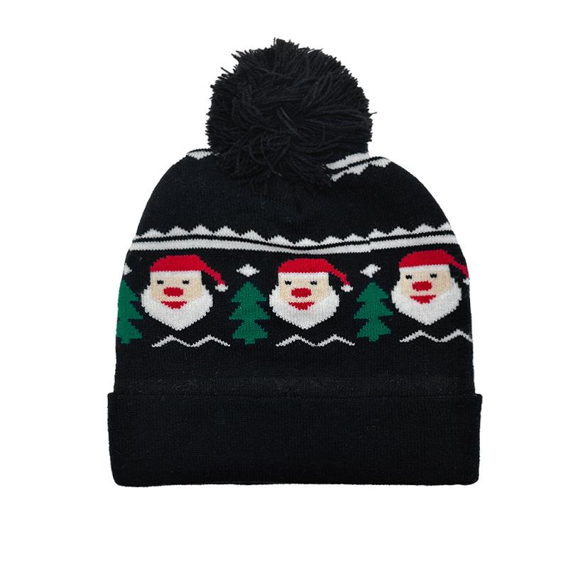 Hot Sale Jacquard Christmas Hat Hairball Ruffled New Year's Gift Winter Warm Cover Knitted Hat