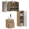 Bathroom Furniture Set 4 Pcs Artisan Oak Engineered Wood and Glass