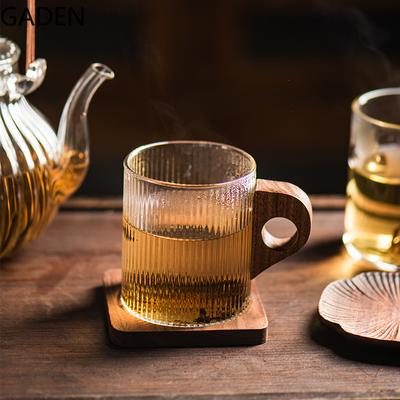 Japon Tarzı Isıya Dayanıklı Cam Yaratıcı Ahşap Asılı Kulak Çay Kupası Ev Anti-haşlanma Halkası Espresso Kahve Kupası Meyve Suyu Kupası