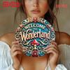 Retro Metal Sign Welcome To Wonderland Iron Plate Farmhouse Wall Decor