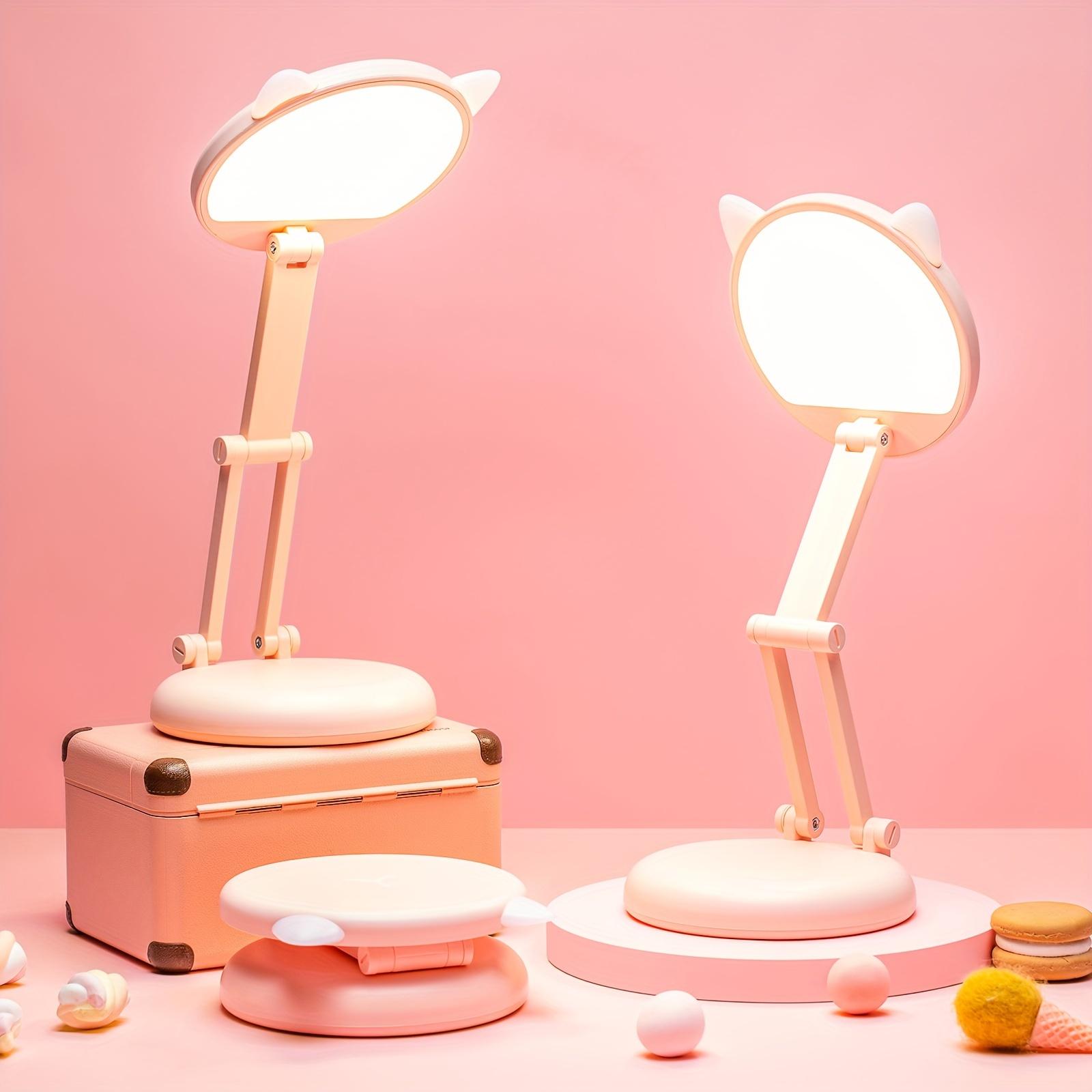 

1PC Cat складная настольная лампа - перезаряжаемая и регулируемая, ультрапортативная беспроводная лампа для чтения для домашнего декора и офисных принадлежностей розовый