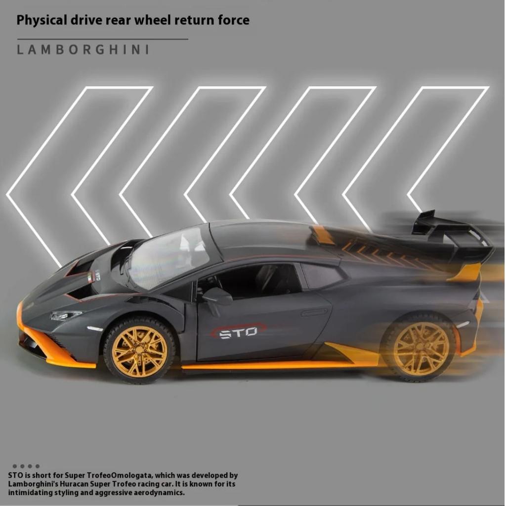 1/24 Scale Lamborghini Huracan STO V10 Supercar Model Alloy Die Cast Vehicle Model Home Interior Collection Decorative Ornaments Gift