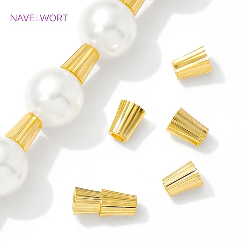 50/100pcs Spacer Beads For Jewelry 18K Gold Plated Brass Tube Beads,Separators For Beads,DIY Bracelets Necklace Making Supplies